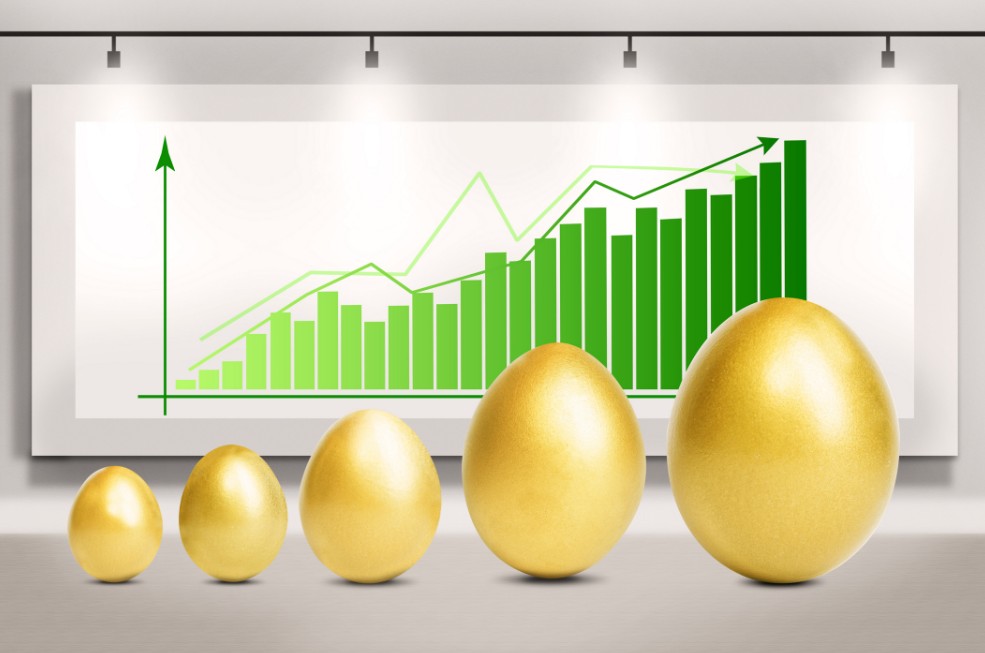 graph with ascending gold eggs