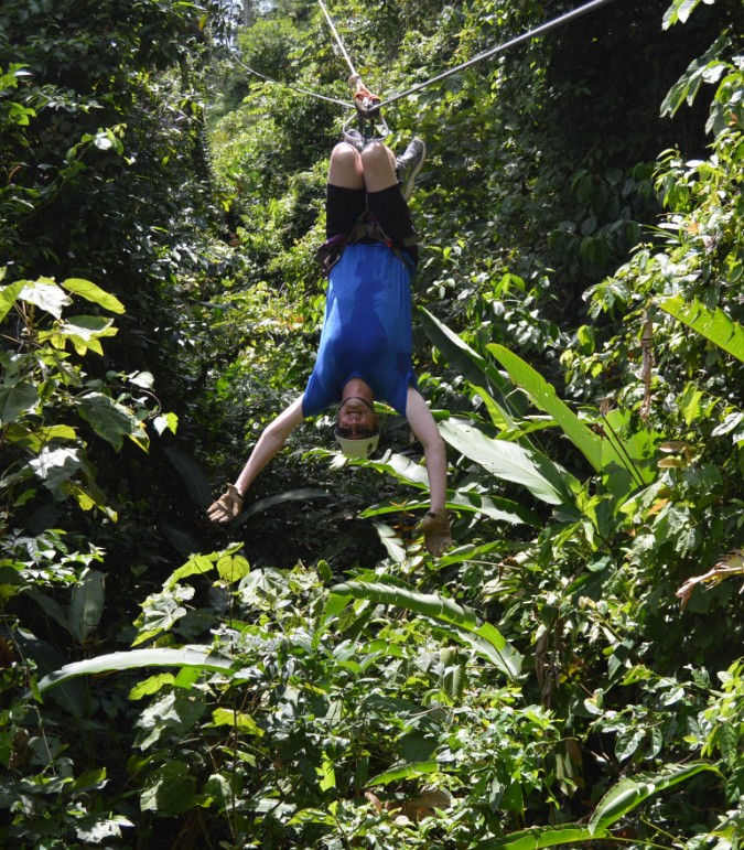 Matt ziplining upsidedown