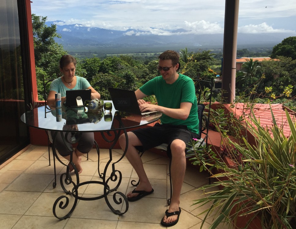 remote working with a woman and a man